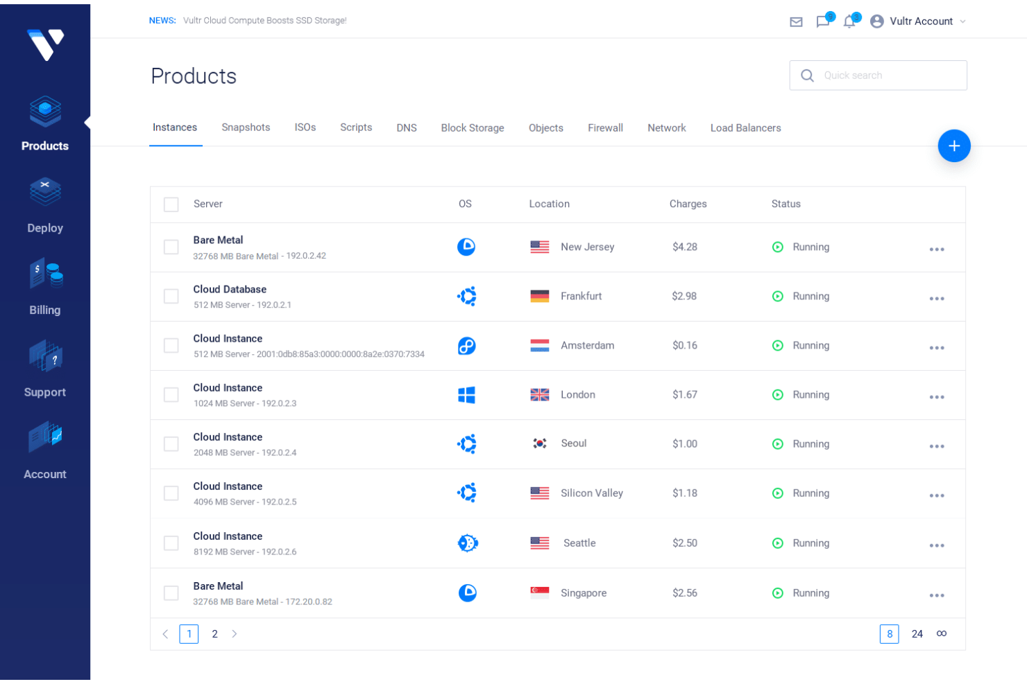 Vultr screenshot - 10 beste IaaS-Anbieter für das Outsourcing von Infrastruktur 2026