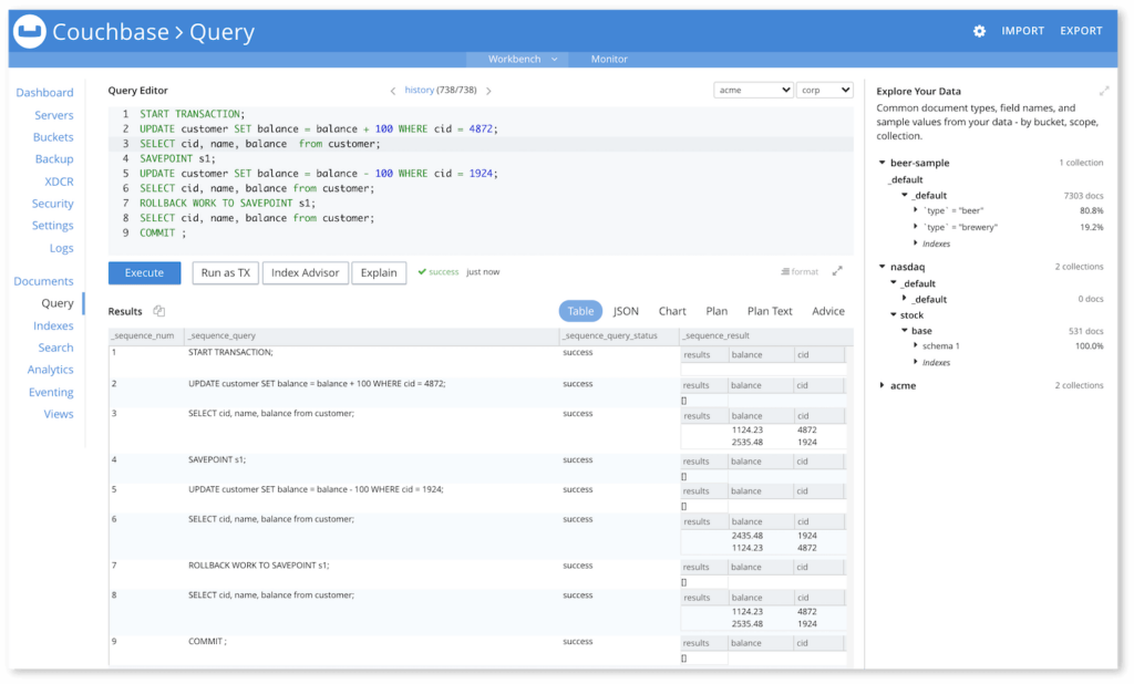 Couchbase screenshot - Guide des 15 Meilleurs Logiciels de Base de Données SQL en 2026
