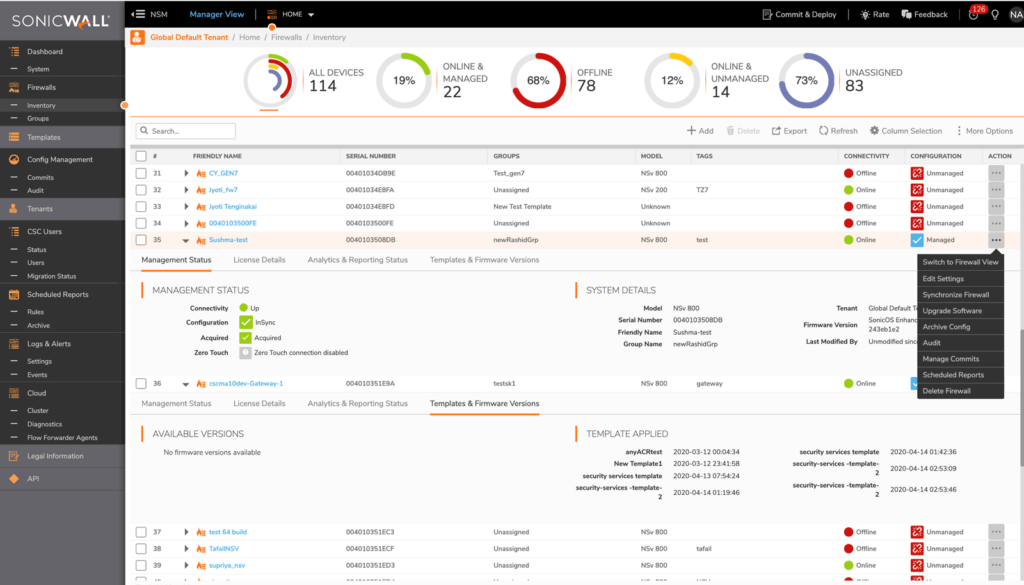 SonicWall screenshot - 10 Meilleurs Logiciels de Gestion Unifiée des Menaces en 2026