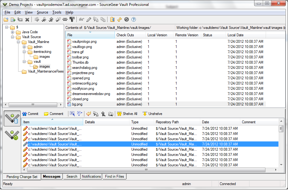 Vault screenshot - Guide d’achat des 10 meilleurs systèmes de gestion de versions