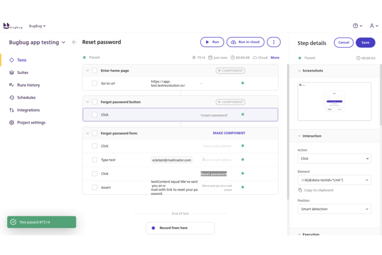 BugBug screenshot - 10 meilleurs logiciels d’automatisation des tests sous les projecteurs de 2026