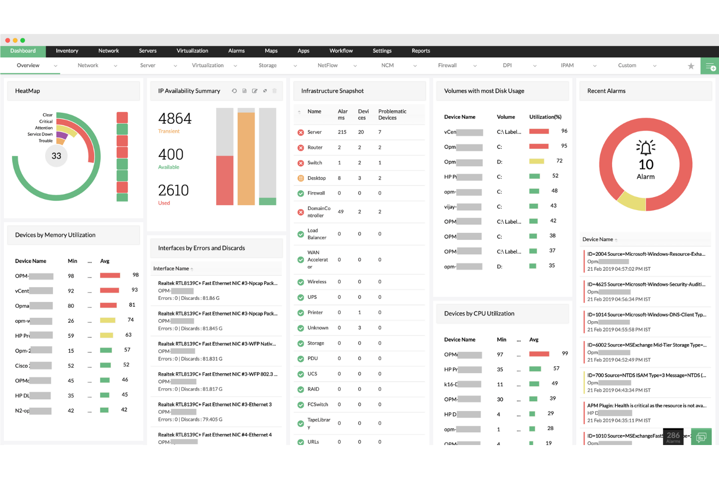 ManageEngine OpManager screenshot - Top 10 des meilleurs logiciels de gestion des systèmes de 2026
