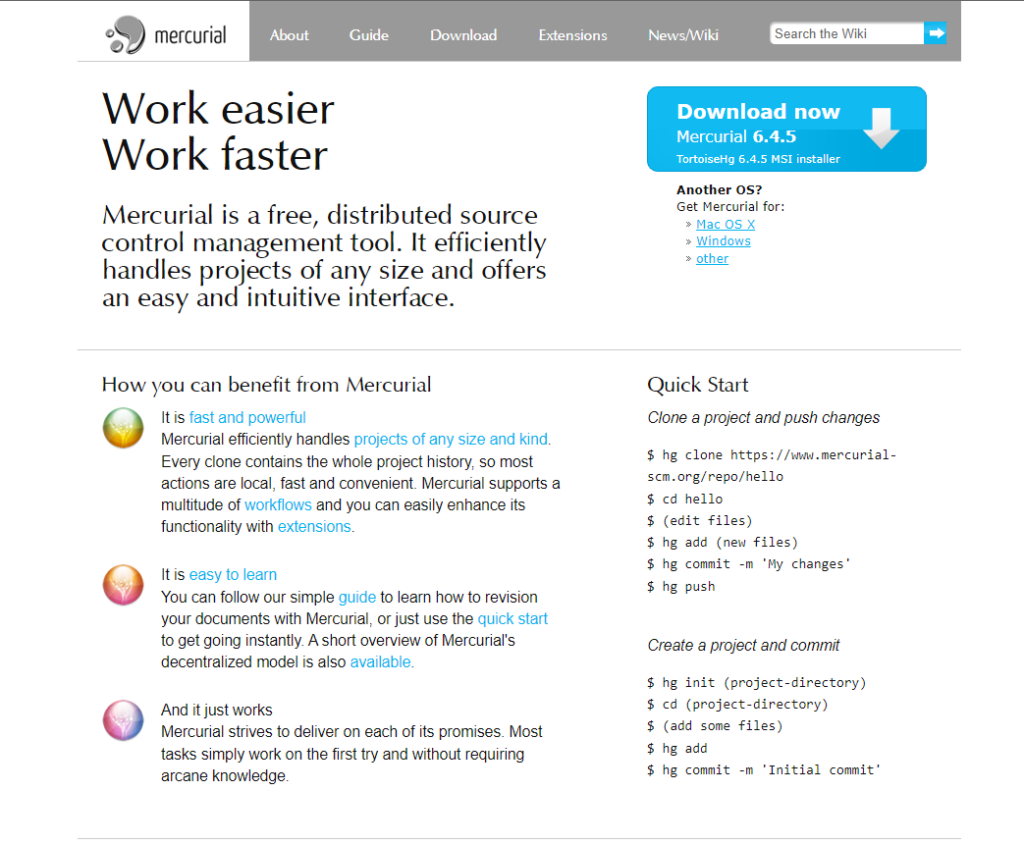 Mercurial screenshot - Top 10 Versionskontrollsysteme – Der Kaufratgeber