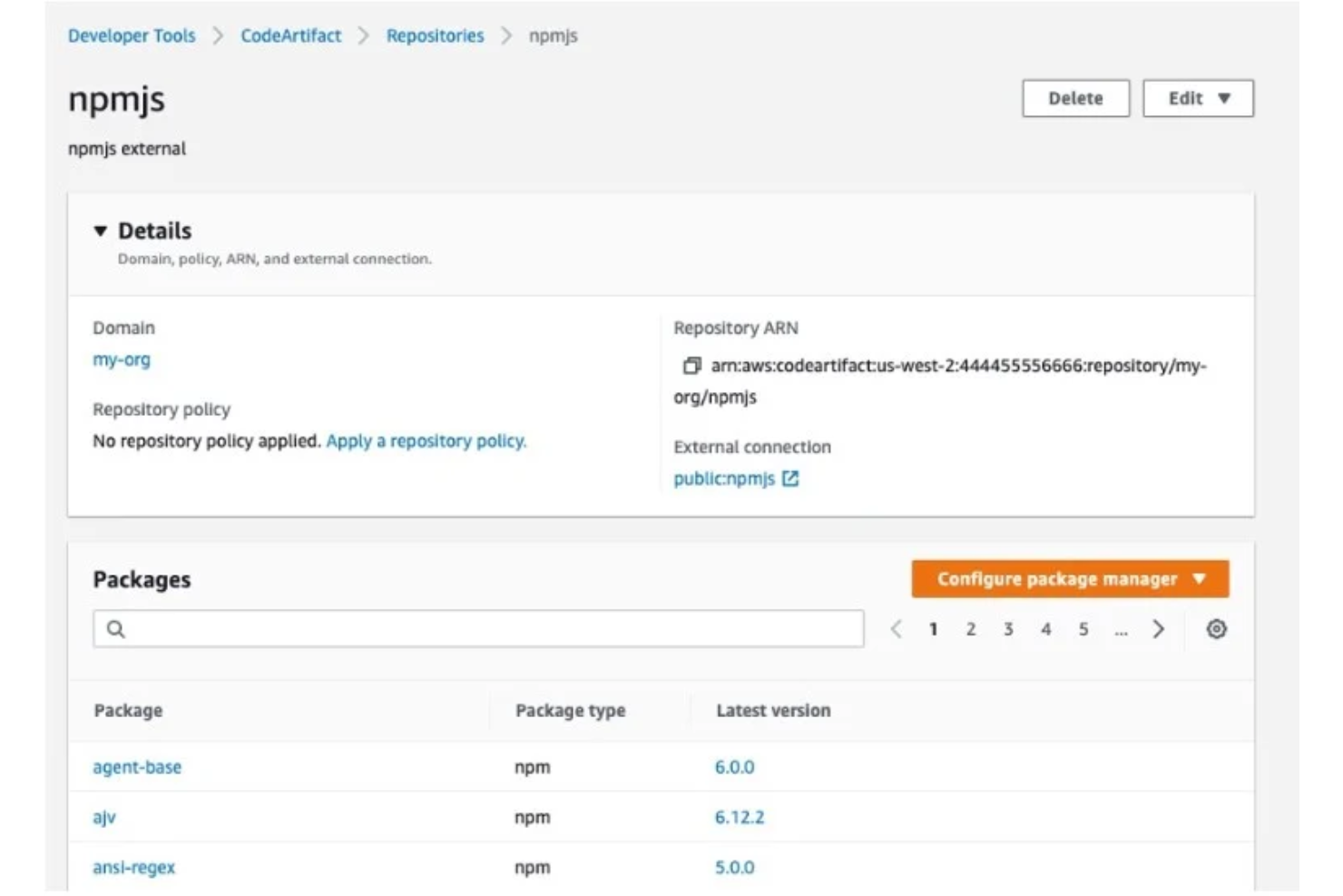 AWS CodeArtifact screenshot - 10 Beste Software für Quellcodeverwaltung im Jahr 2026 getestet
