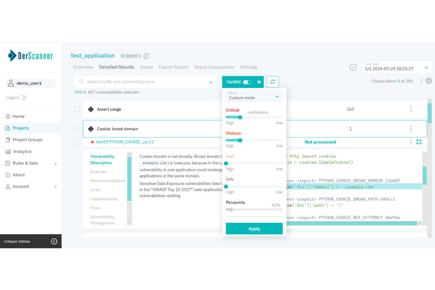 DerScanner screenshot - 1 Meilleurs Outils d’Analyse de la Composition Logicielle en 2026