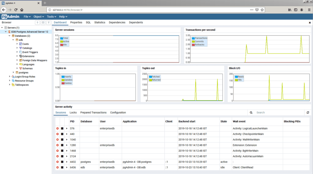 EDB Postgres Advanced Server screenshot - Explorer les 10 Meilleurs Logiciels de Base de Données Relationnelle de 2026