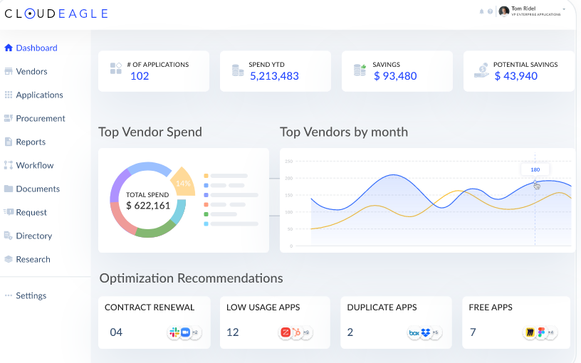 CloudEagle screenshot - 10 Meilleurs Logiciels de Gestion des Dépenses SaaS Passés en Revue en 2026
