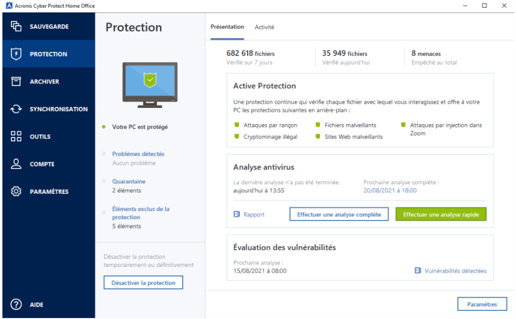 Acronis® Cyber Protect Home Office screenshot - Top 10 SaaS-Backup-Software im Vergleich
