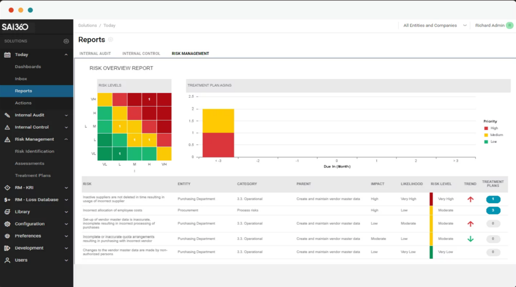 SAI360 screenshot - Guide des 10 meilleurs logiciels de gestion des risques de 2026