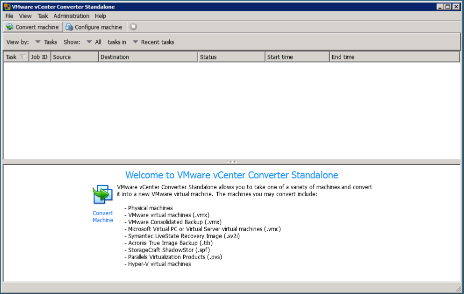 vCenter Converter screenshot - 10 Meilleurs Logiciels de Virtualisation de Réseaux en 2026