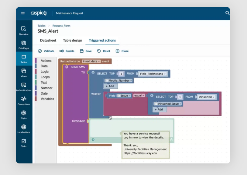 Caspio screenshot - 10 meilleures plateformes de développement low code en 2026