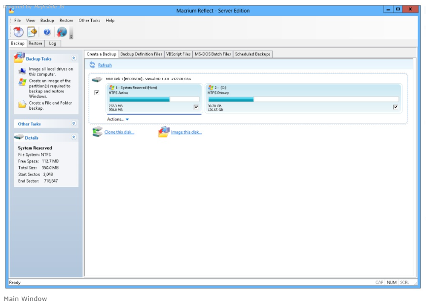 Macrium Reflect screenshot - Le bouclier ultime de votre PC : Top 10 logiciels de sauvegarde