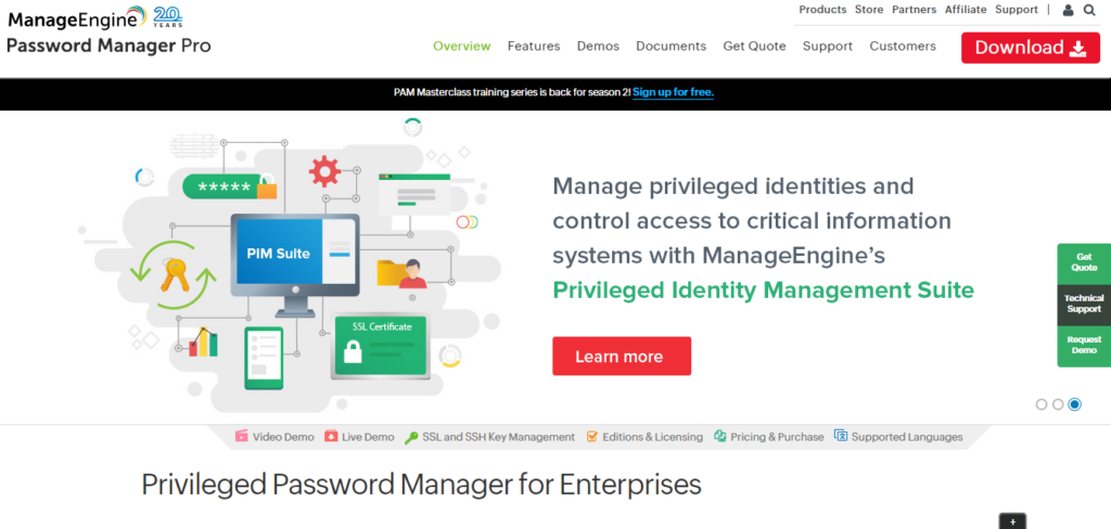 ManageEngine Password Manager Pro screenshot - 10 Meilleurs Logiciels Gestionnaires de Mots de Passe de 2026