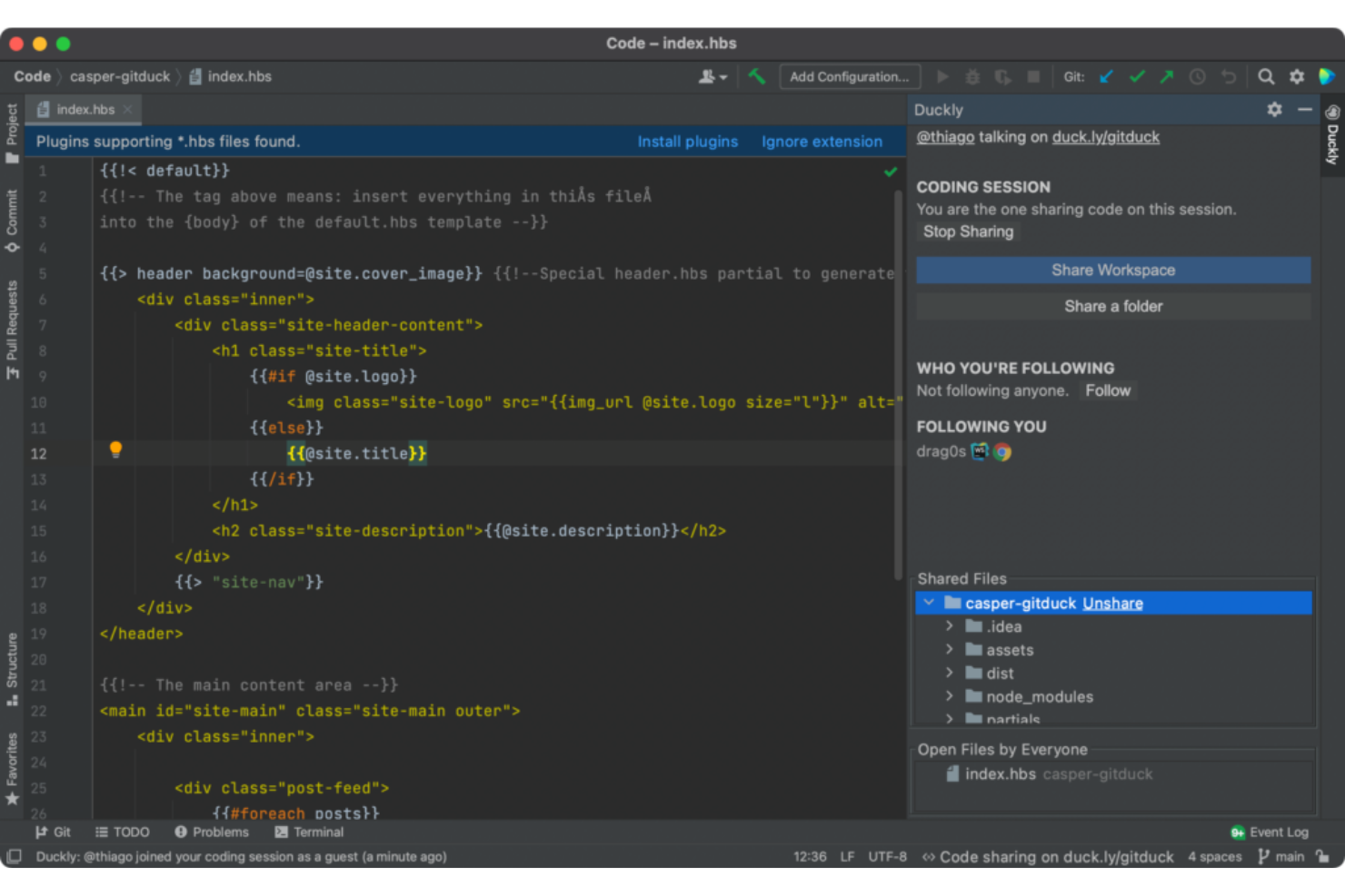 Duckly screenshot - 10 meilleurs outils de programmation en binôme examinés en 2026