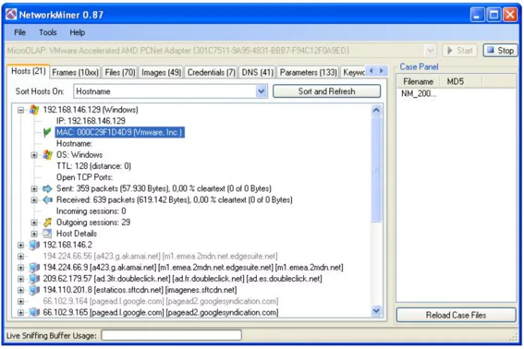 Network Miner screenshot - 10 Meilleurs Analyseurs de Paquets de 2026