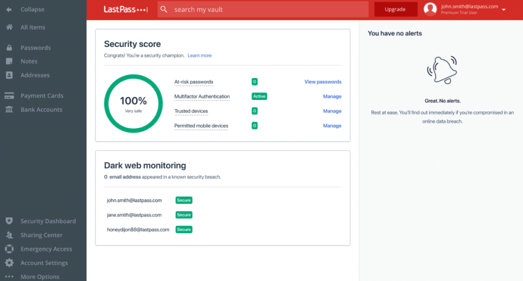 LastPass screenshot - 10 Meilleurs Logiciels Gestionnaires de Mots de Passe de 2026