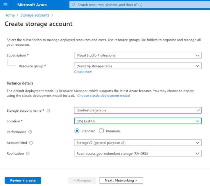 Azure Table Storage screenshot - 10 meilleures bases de données clé-valeur évaluées en 2026