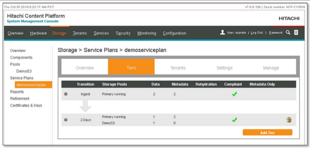 Hitachi Content Platform screenshot - Décryptage des 10 Meilleurs Logiciels de Stockage d’Objets de 2026