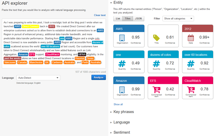 Amazon Comprehend screenshot - Guide Approfondi des 10 Meilleurs Outils Logiciels NLP de 2026