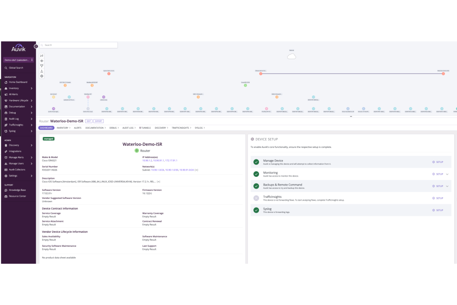 Auvik screenshot - Guide des 10 meilleurs outils de surveillance de 2026