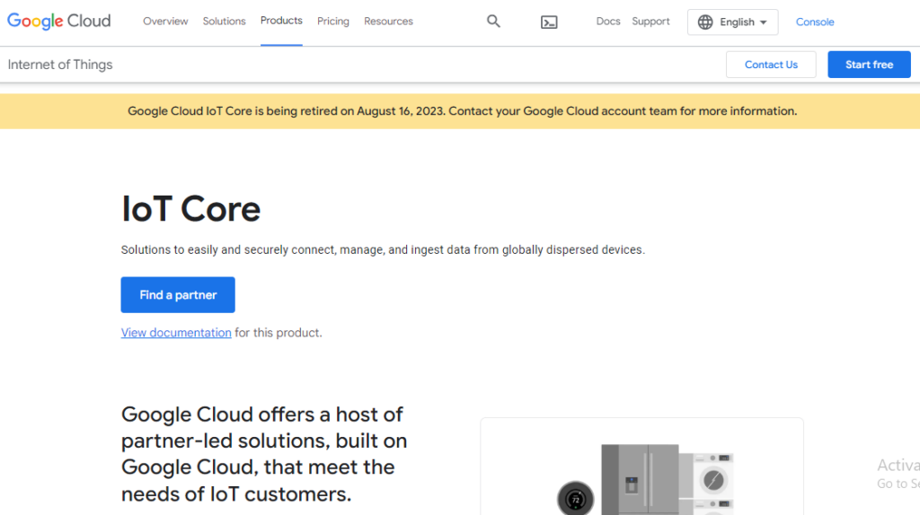 Google Cloud IoT Core screenshot - 10 meilleures solutions de plateformes de gestion des appareils IoT de 2026