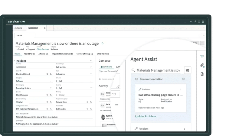 ServiceNow screenshot - 15 Meilleurs Logiciels de Gestion des Incidents Passés en Revue en 2026