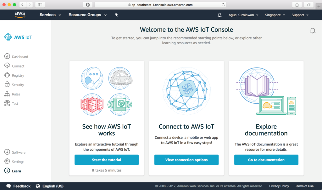 AWS IoT screenshot - Cartographie des 10 meilleures plateformes de développement IoT de 2026