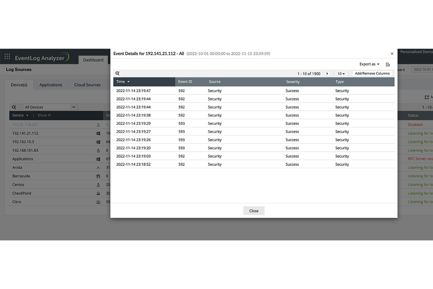 ManageEngine EventLog Analyzer screenshot - Décrypter les 10 meilleurs logiciels de gestion des journaux de 2026