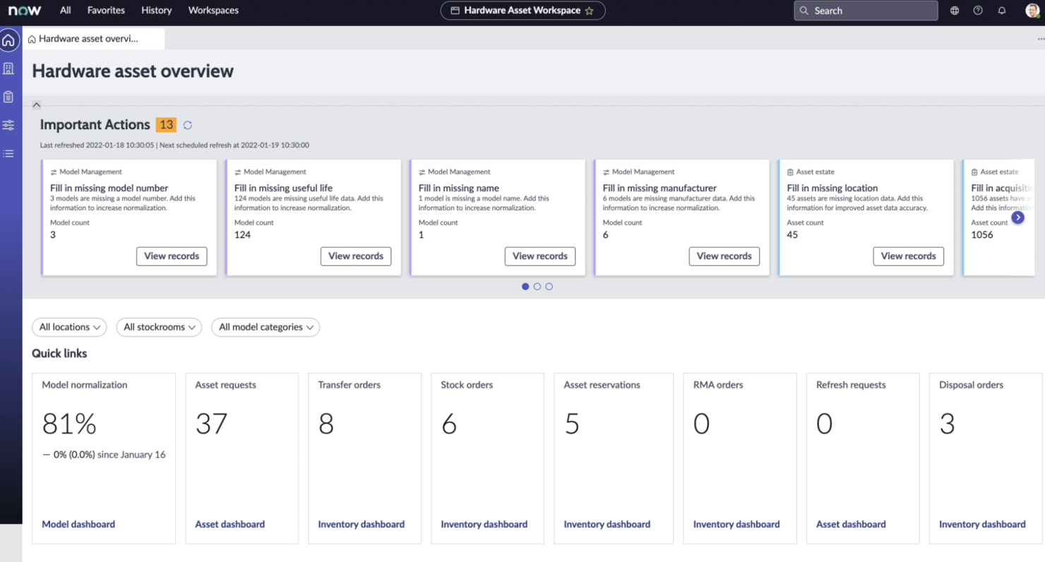 ServiceNow IT Asset Management screenshot - 20 beste IT-Inventarverwaltungssoftware 2026
