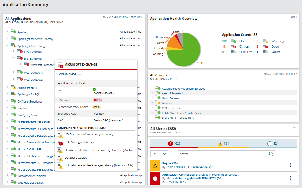 SolarWinds Server &amp; Application Monitor screenshot - 20 Meilleurs Logiciels de Gestion d’Inventaire Informatique de 2026
