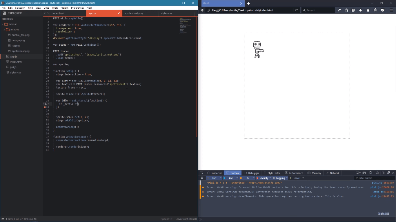 PixiJS screenshot - 10 meilleurs logiciels de développement de jeux en 2026