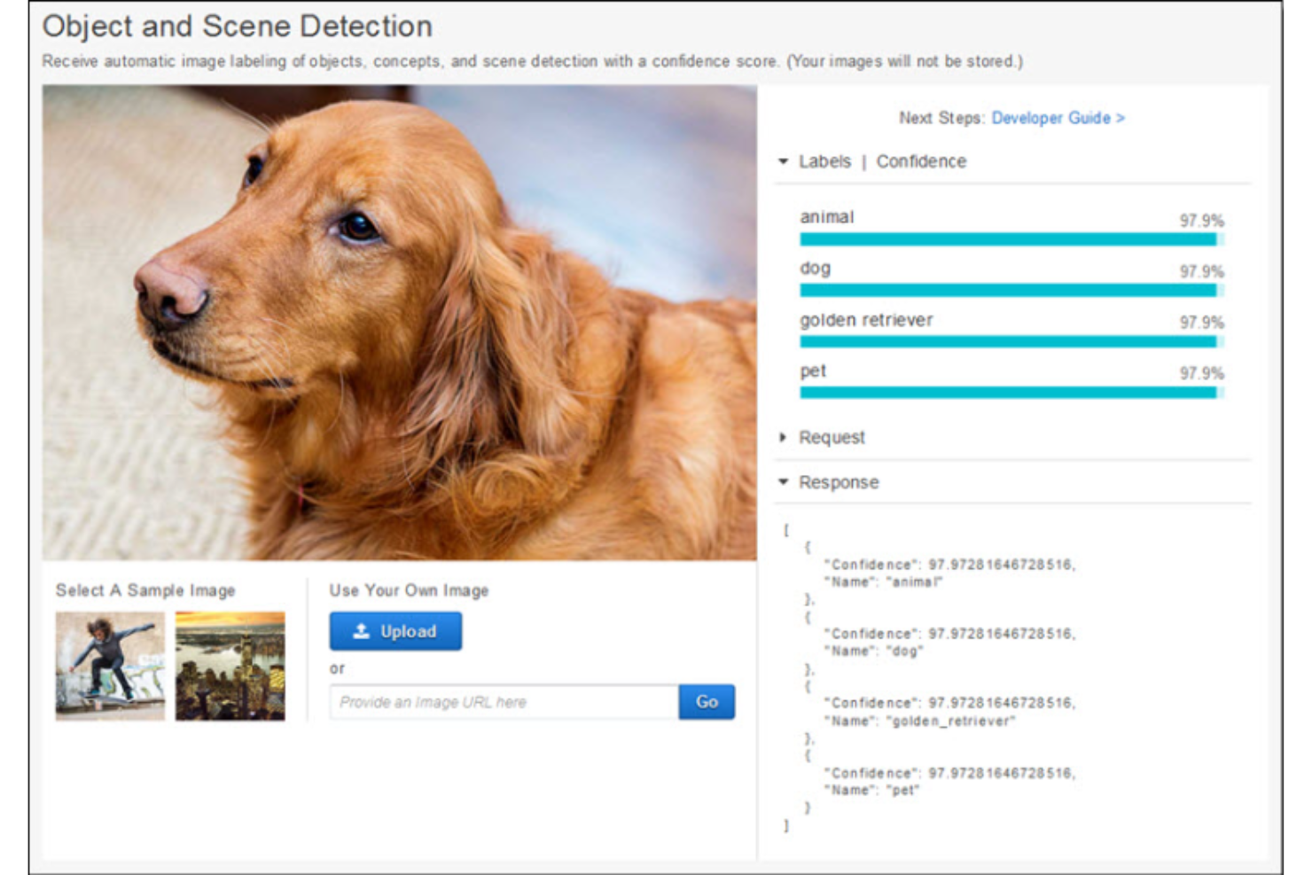 Amazon Rekognition screenshot - Guide des 10 meilleurs logiciels de reconnaissance d’image de 2026