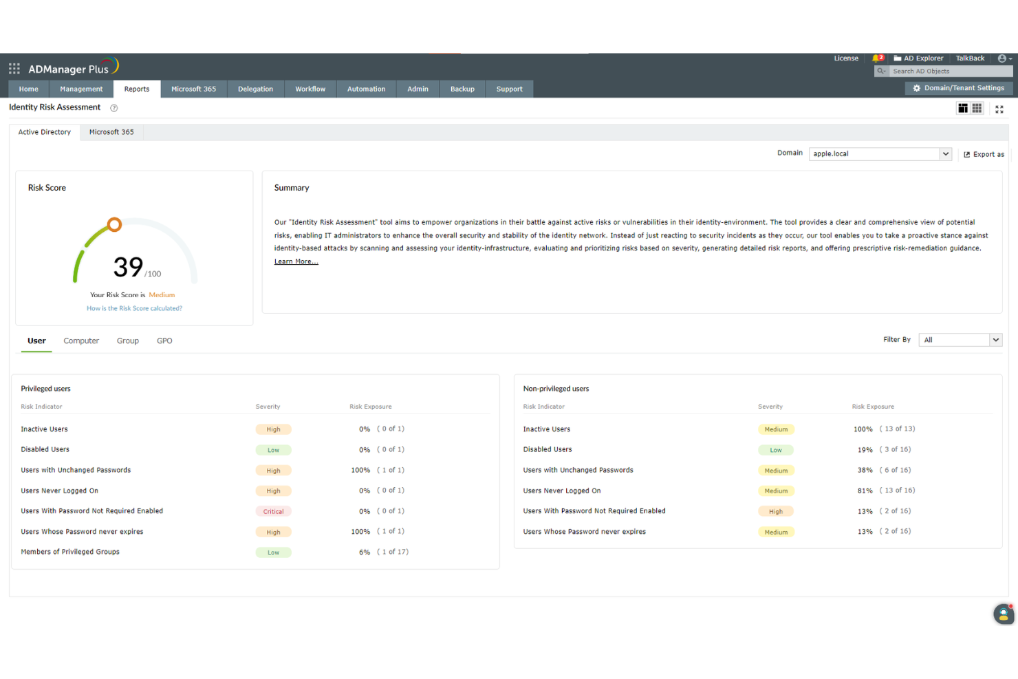 ManageEngine ADManager Plus screenshot - 10 meilleurs outils de gestion des identités et des accès en 2026