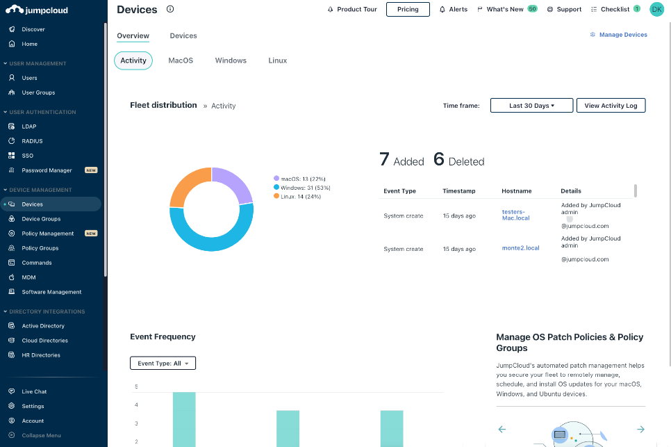 JumpCloud screenshot - 10 meilleurs outils de gestion des identités et des accès en 2026