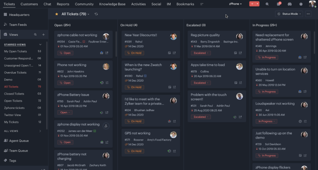 Zoho Desk screenshot - Classement des 10 meilleurs logiciels de support technique de 2026