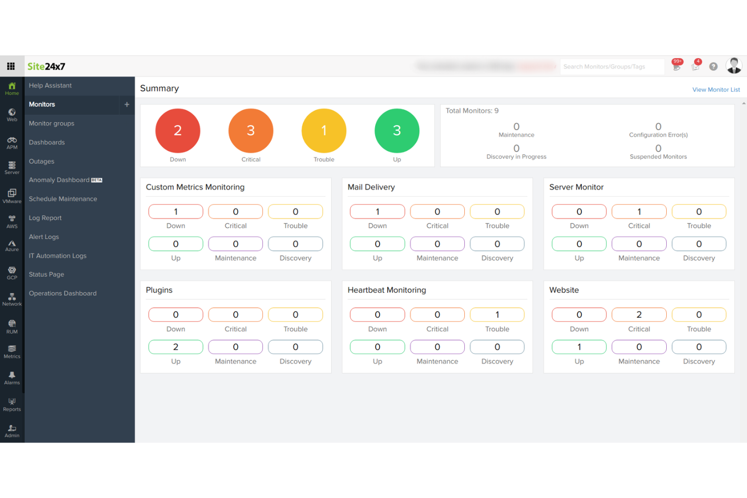 Site24x7 screenshot - 10 meilleurs outils d’automatisation DevOps passés en revue en 2026