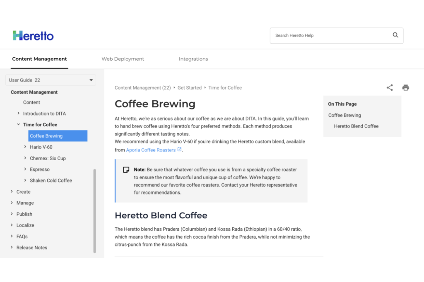 Heretto screenshot - Die 10 besten Help Authoring Tools 2026