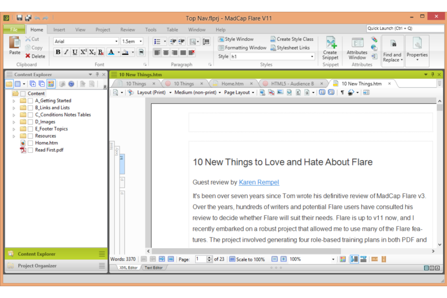 MadCap Flare screenshot - Die 10 besten Help Authoring Tools 2026