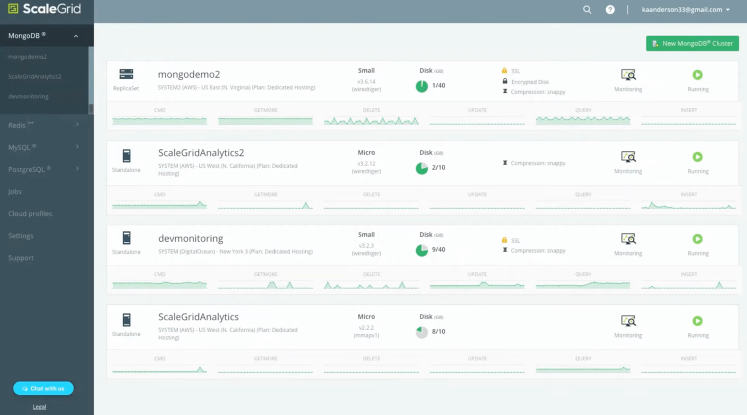 ScaleGrid screenshot - 10 meilleurs fournisseurs de base de données en tant que service en 2026