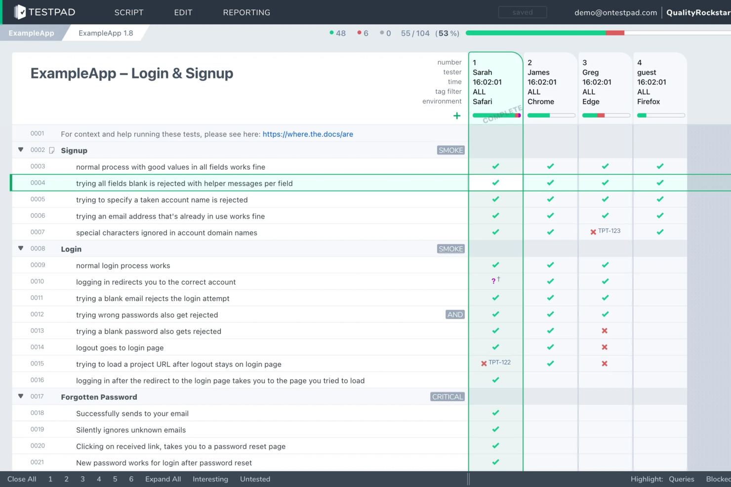 Testpad screenshot - 10 Meilleurs Outils de Test Exploratoire Évalués pour 2026