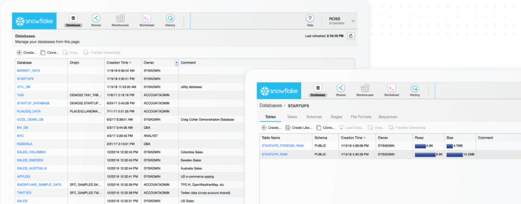 Snowflake screenshot - Maîtrisez Vos Données : 10 Meilleurs Logiciels De Gestion De Données De 2026