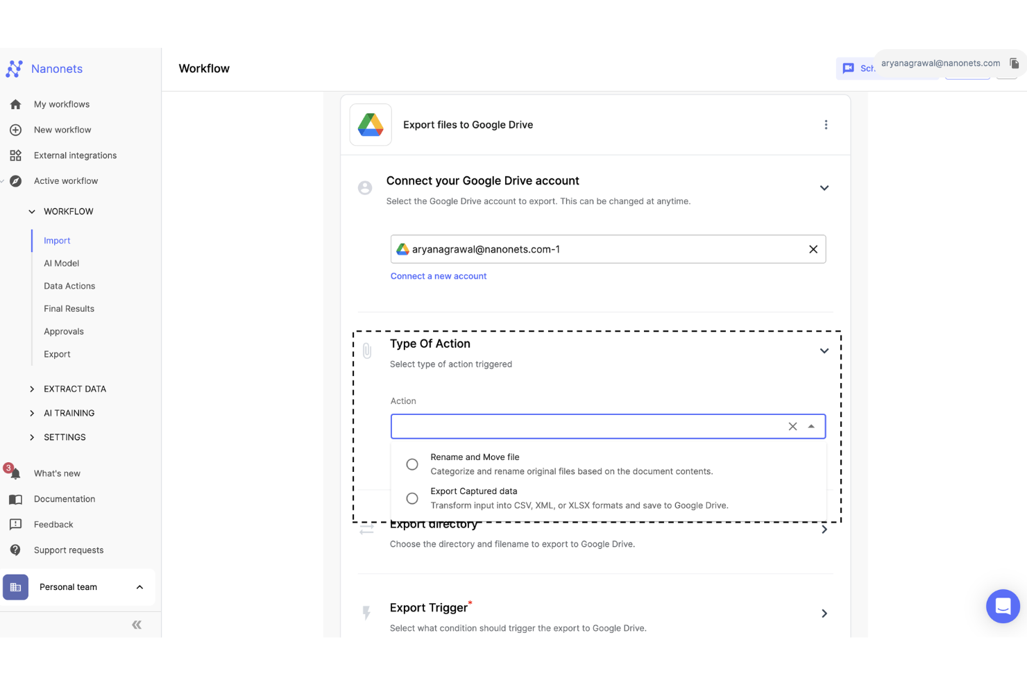 Nanonets screenshot - 1 Meilleurs Outils de Logiciels d’Extraction de Données Pour 2026