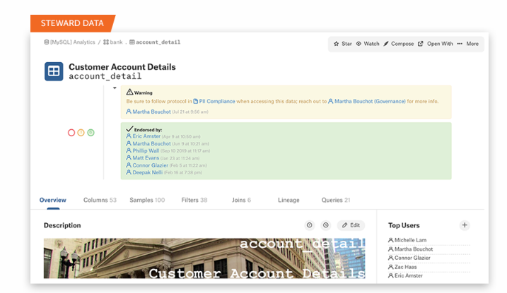Alation Data Catalog screenshot - 10 Meilleurs Outils de Catalogue de Données pour une Gestion Efficace des Données en 2026