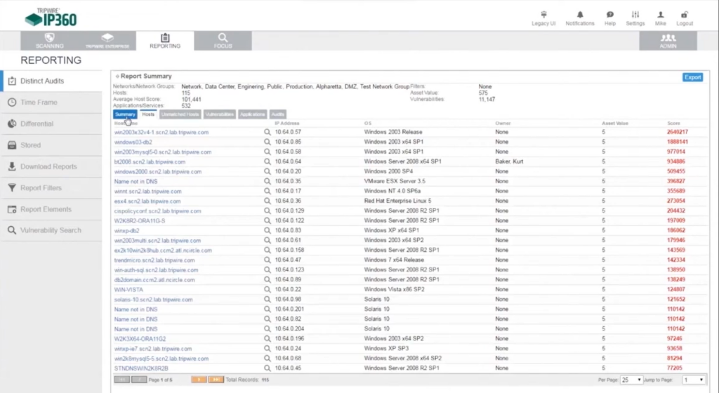 Tripwire IP360 screenshot - 10 Meilleurs Logiciels d’Audit de Pare-feu pour 2026