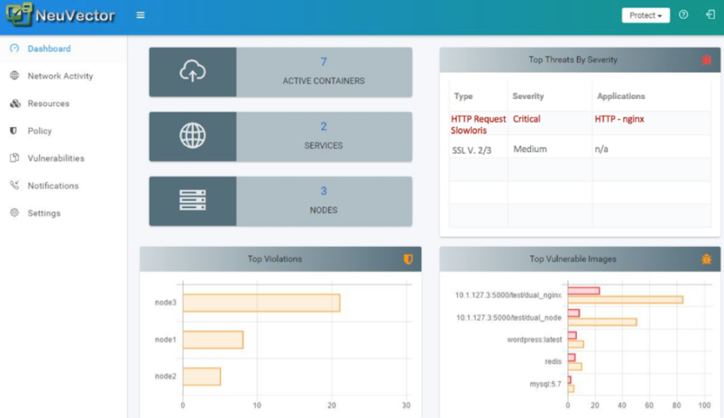 NeuVector screenshot - 10 Meilleures solutions de sécurité des conteneurs à connaître