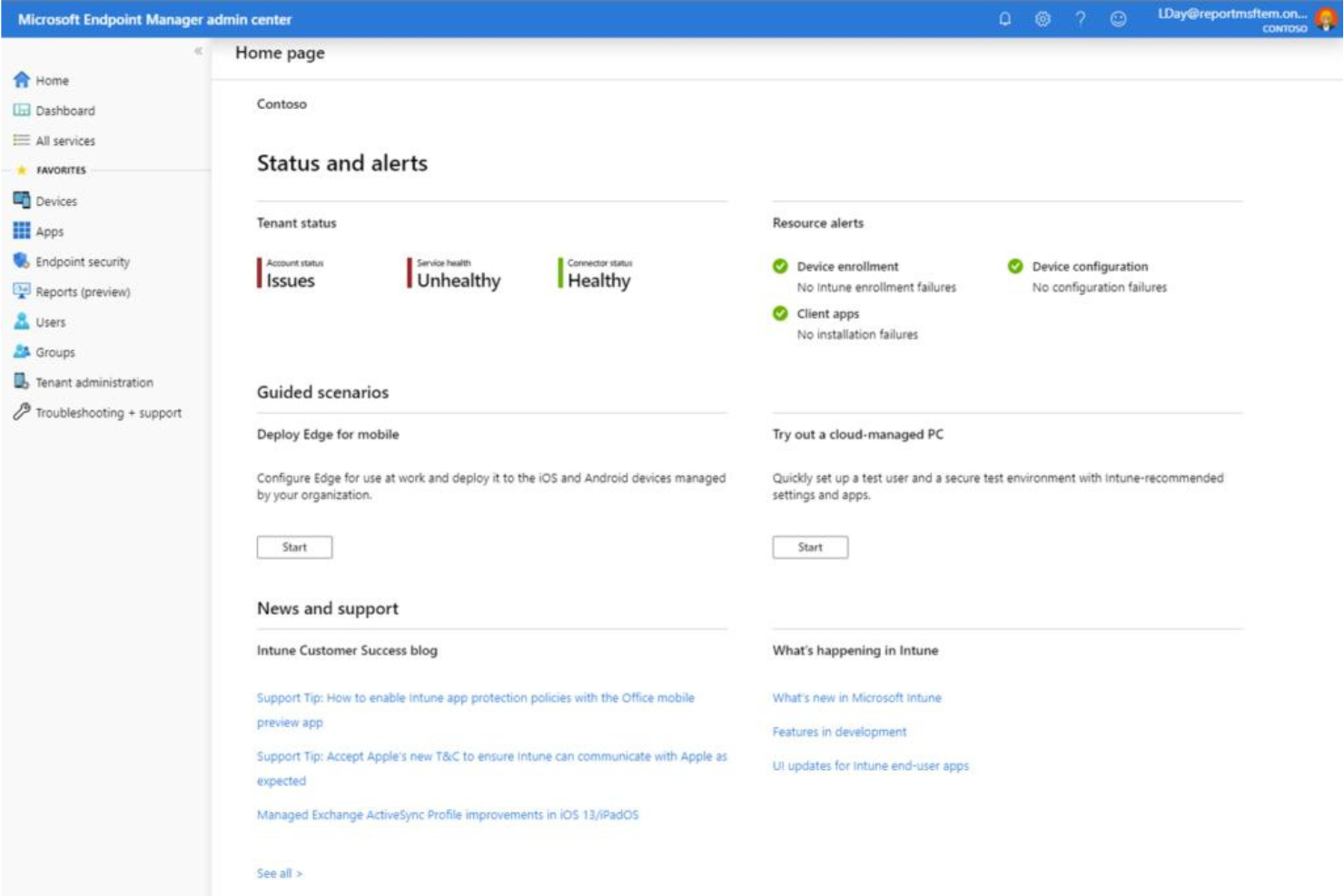 Microsoft Intune screenshot - 10 meilleurs logiciels de gestion des endpoints en 2026
