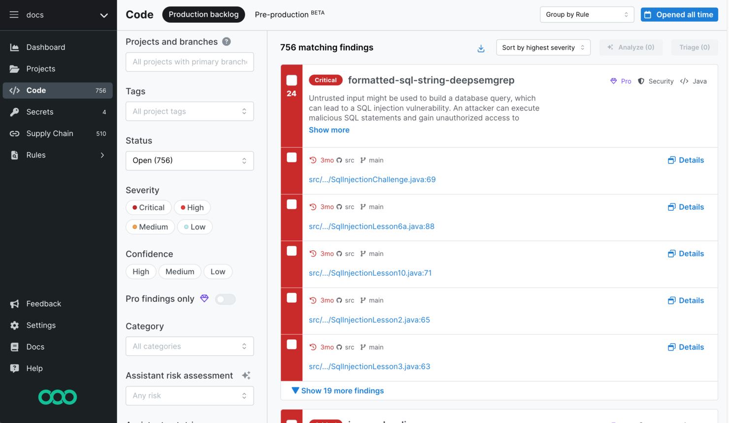 Semgrep screenshot - 20 meilleurs outils d’analyse de code en 2026