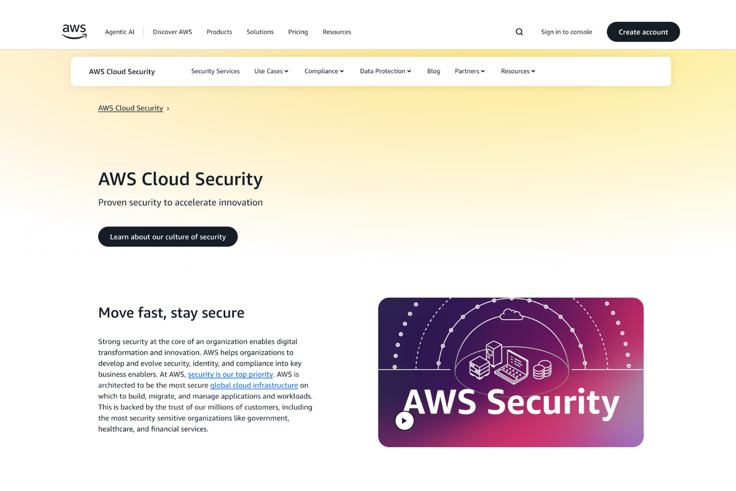 Amazon Web Services (AWS) screenshot - 15 Beste Cloud-Sicherheitsanbieter zum Schutz vor Bedrohungen 2026