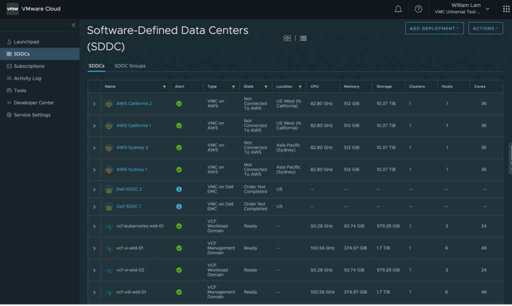 VMware screenshot - Les 10 meilleures plateformes Cloud en tant que service de 2026