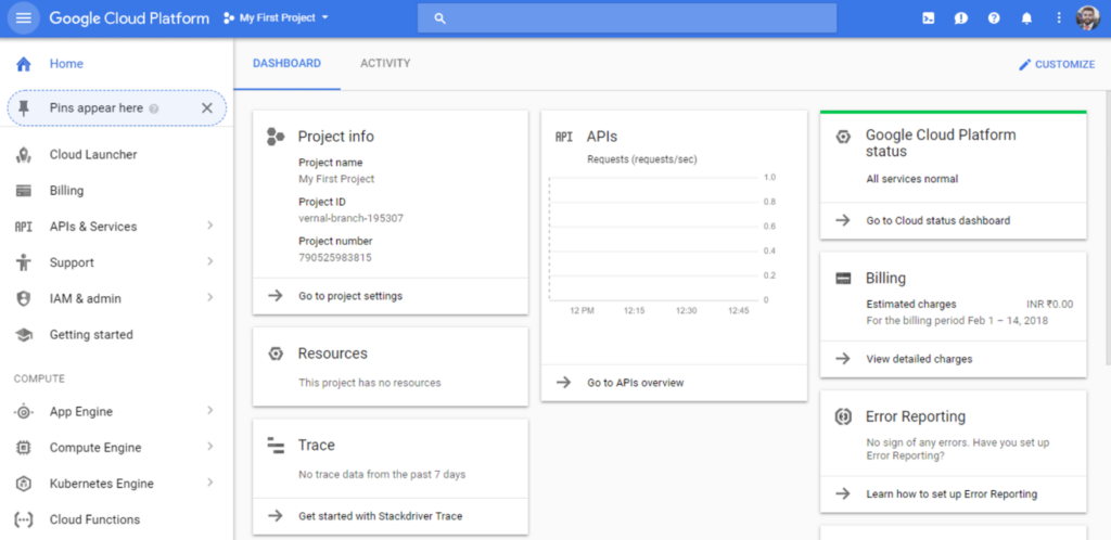 Google Cloud Platform (GCP) screenshot - Les 10 meilleures plateformes PaaS cloud à surveiller